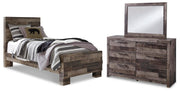Derekson Twin Panel Bed with Mirrored Dresser