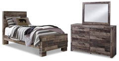 Derekson Twin Panel Bed with Mirrored Dresser