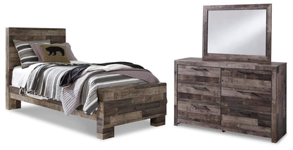 Derekson Twin Panel Bed with Mirrored Dresser