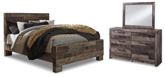 Derekson Queen Panel Bed with Mirrored Dresser