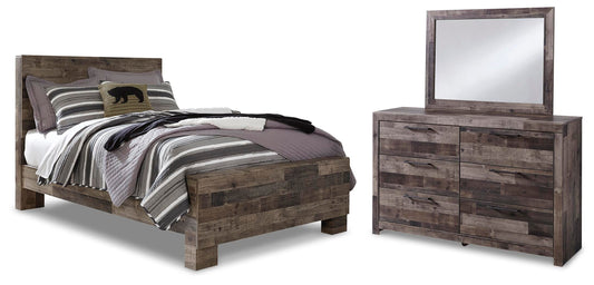 Derekson Full Panel Bed with Mirrored Dresser