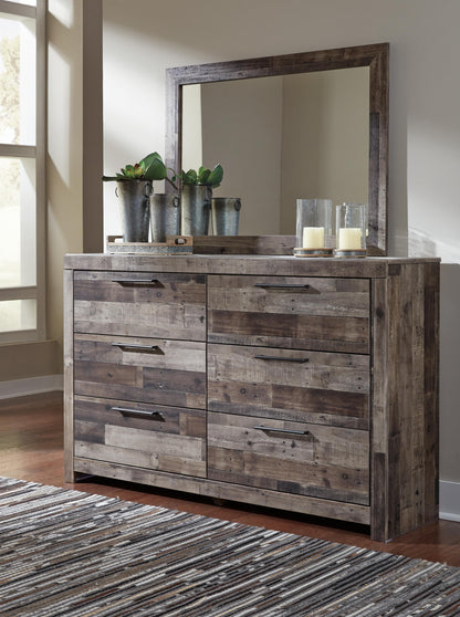 Derekson Queen Panel Bed with Mirrored Dresser