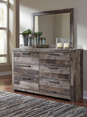 Derekson Twin Panel Bed with Mirrored Dresser