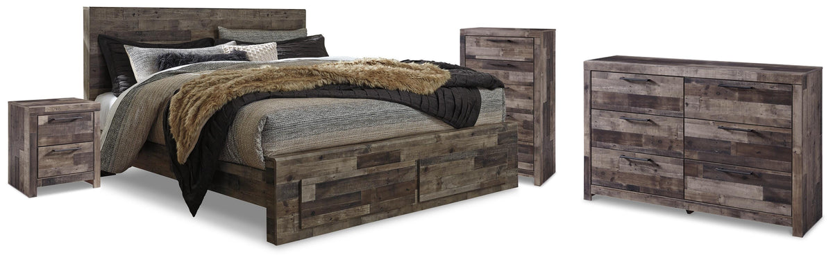 Derekson King Panel Bed, Dresser, Chest and Nightstand