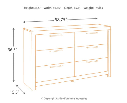Derekson Six Drawer Dresser