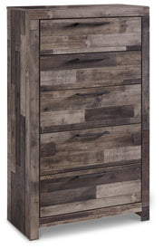 Derekson Twin Panel Headboard Bed with Mirrored Dresser, Chest and Nightstand