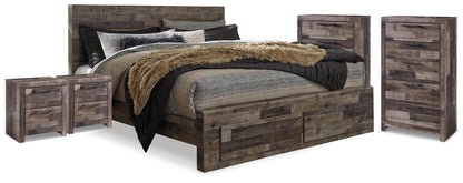 Derekson Queen Panel Storage Bed, 2 Chests and 2 Nightstands