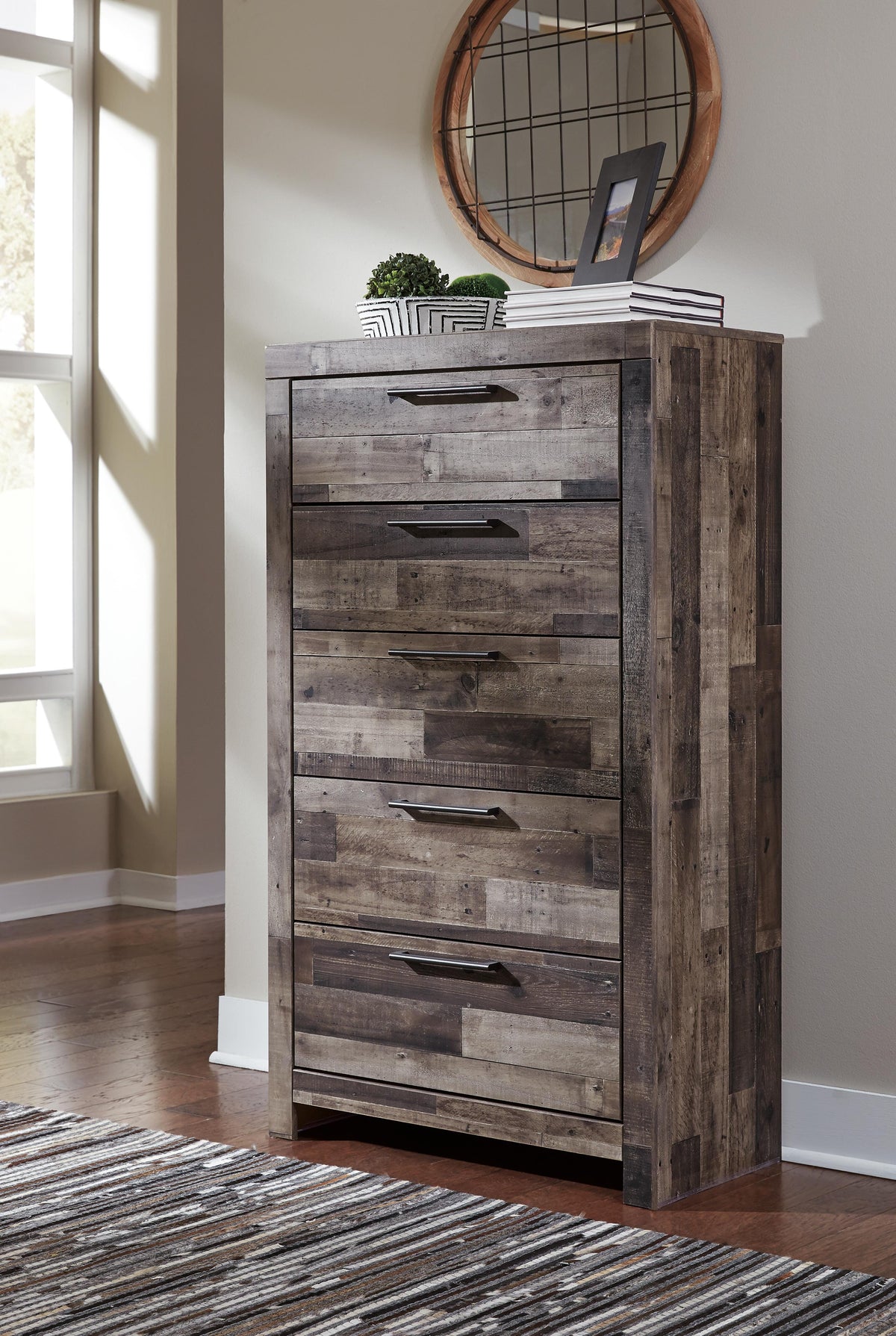 Derekson King Panel Bed, Dresser, Chest and Nightstand