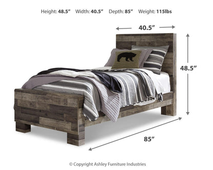 Derekson Twin Panel Bed with Mirrored Dresser