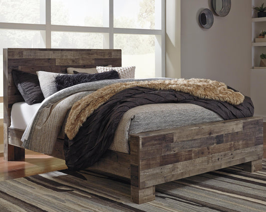 Derekson Queen Panel Bed with Mirrored Dresser and Nightstand