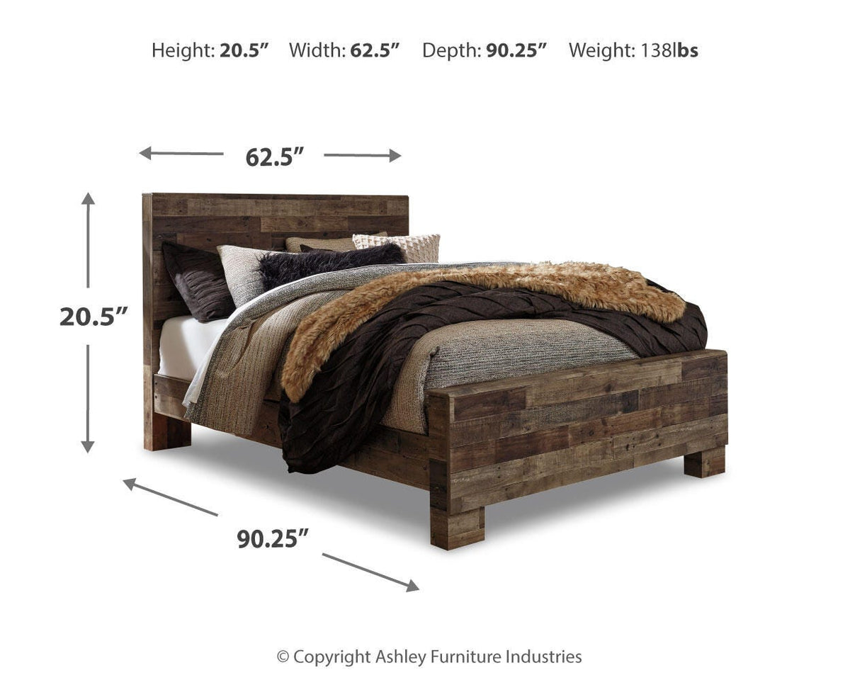 Derekson Queen Panel Bed with Mirrored Dresser