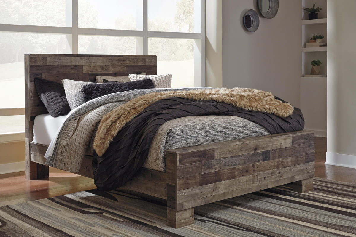 Derekson Queen Panel Bed with Mirrored Dresser