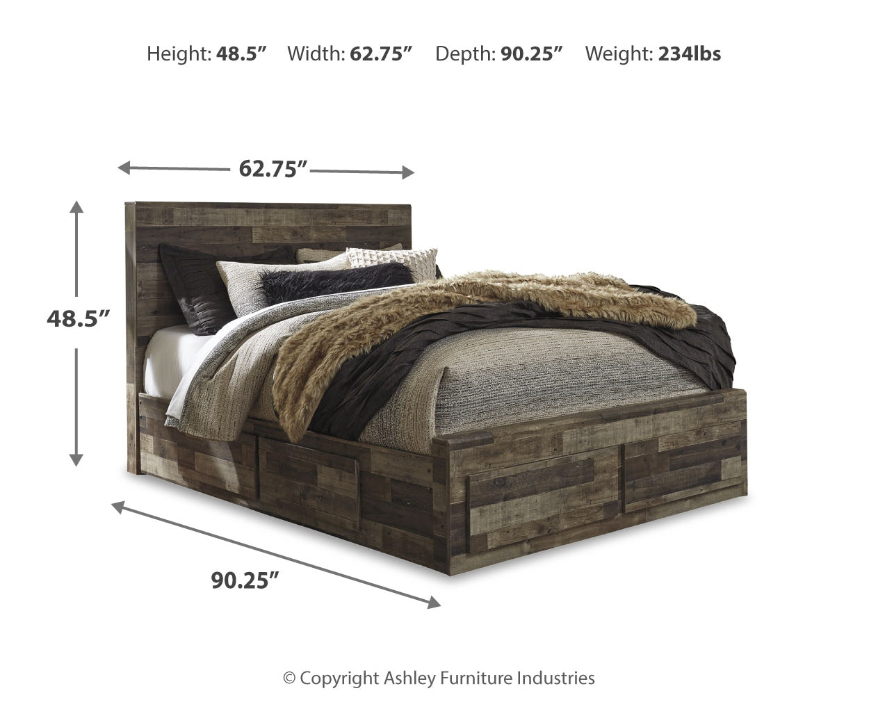 Derekson Queen Panel Bed with 4 Storage Drawers