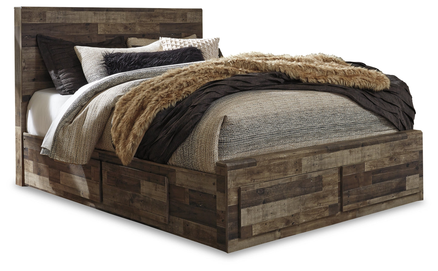 Derekson Queen Panel Bed with 6 Storage Drawers