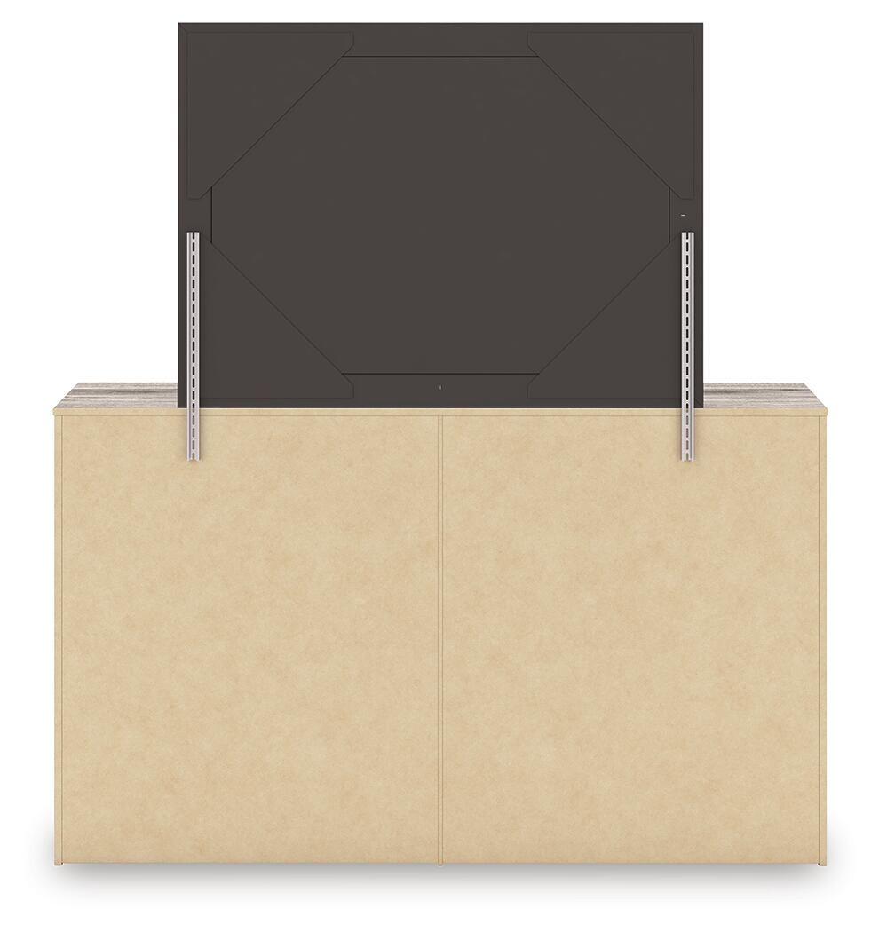 Elbrim Queen Panel Storage Bed, Dresser, Mirror and Nightstand