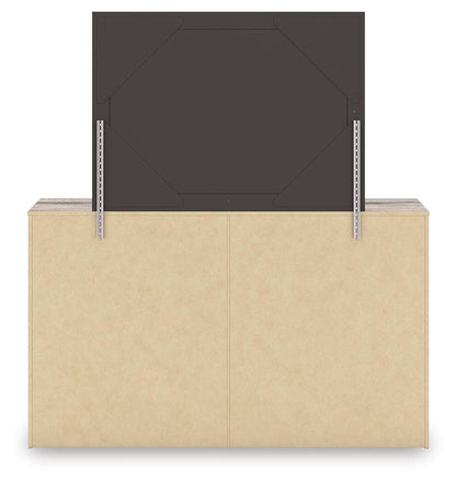 Elbrim Queen Panel Storage Bed, Dresser, Mirror and Nightstand