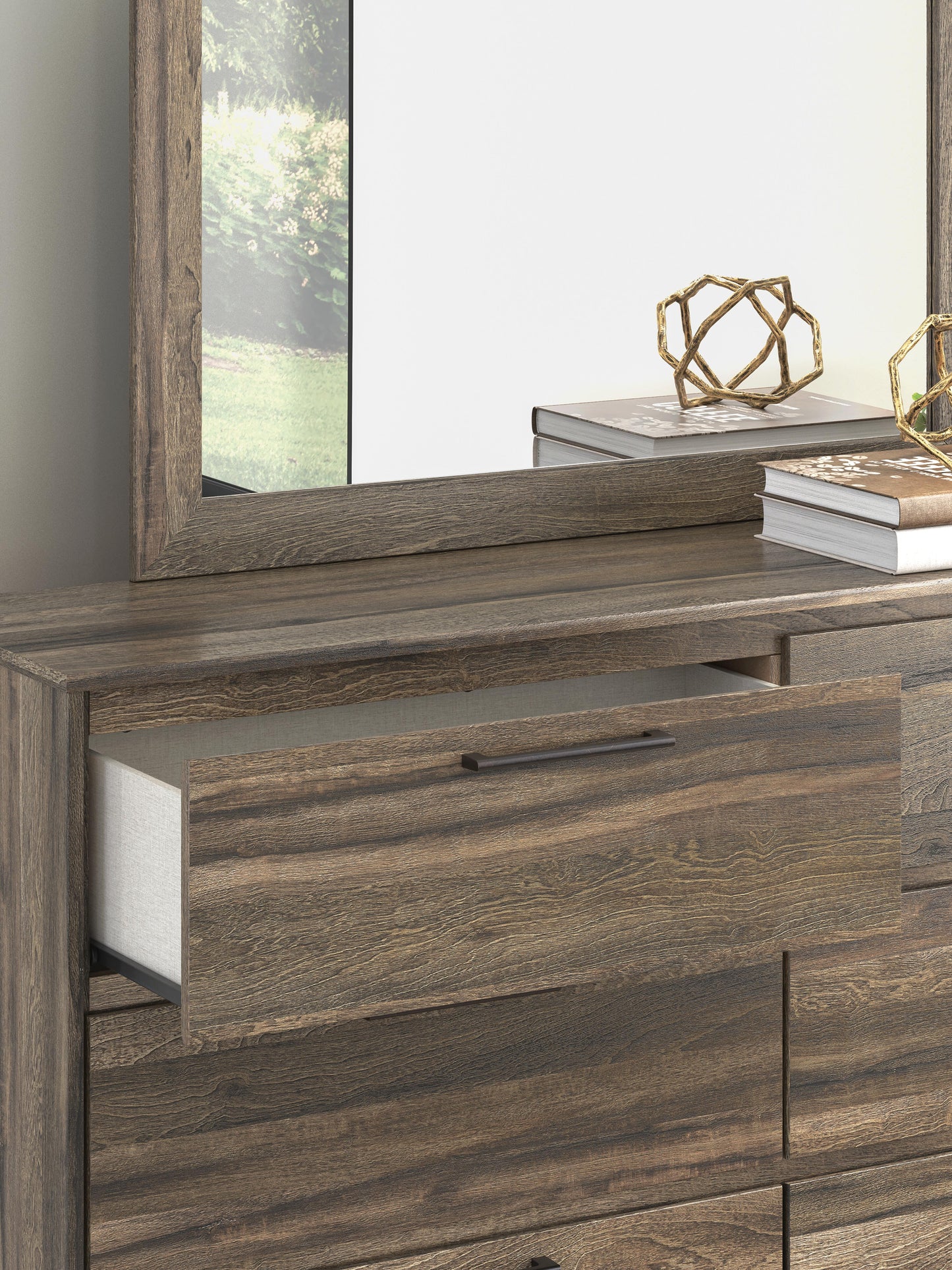 Elbrim King Panel Bed, Dresser, Mirror and Nightstand