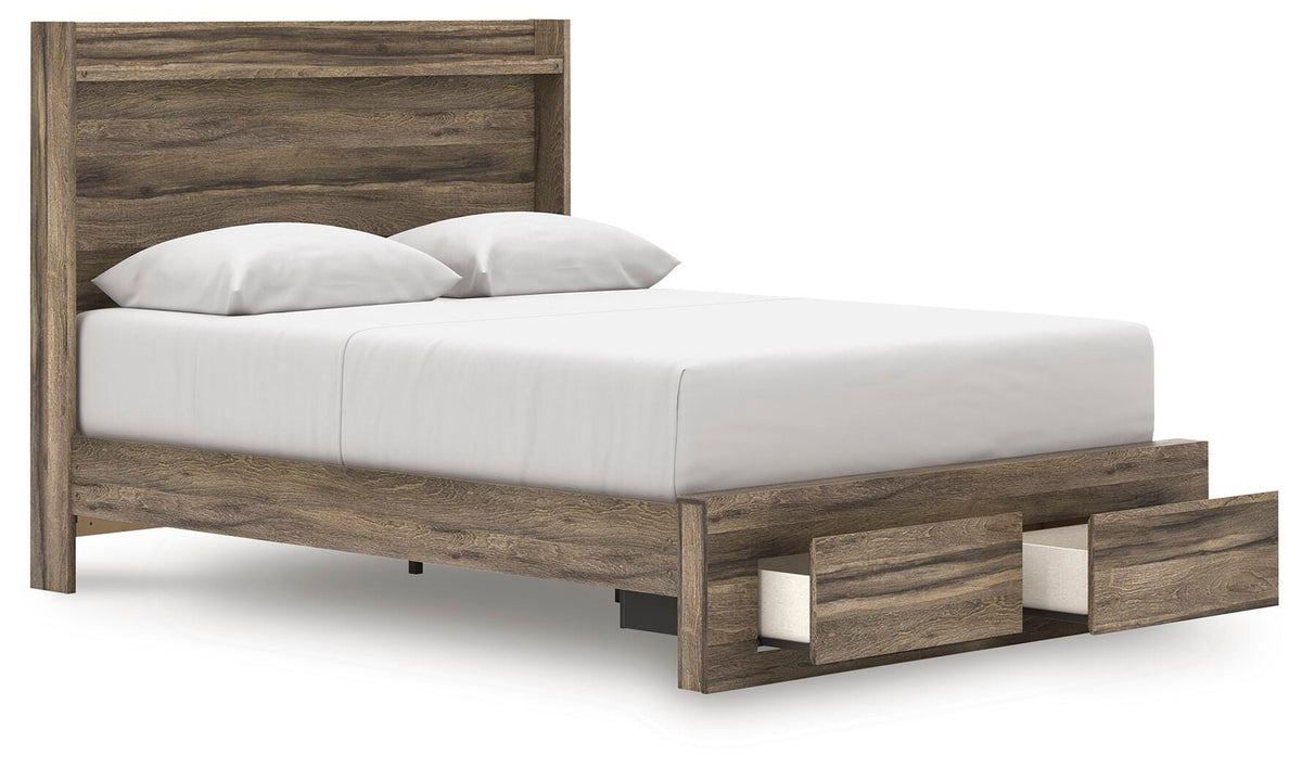 Elbrim Queen Panel Storage Bed, Dresser, Mirror and Nightstand