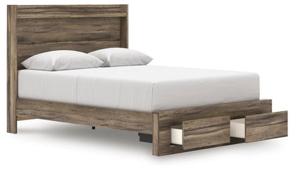 Elbrim Queen Panel Storage Bed, Dresser, Mirror and Nightstand