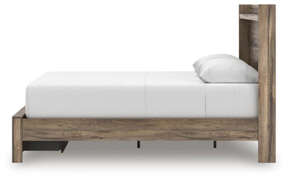 Elbrim Queen Panel Storage Bed, Dresser, Mirror and Nightstand