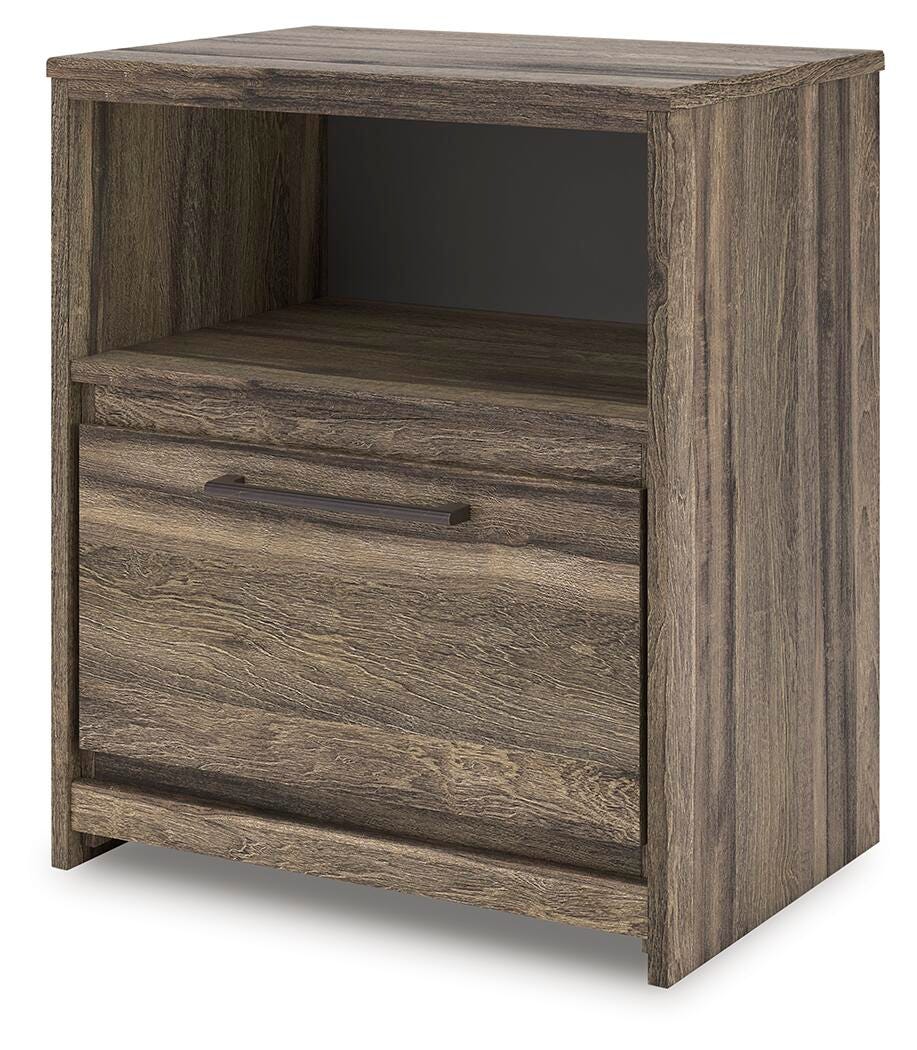 Elbrim Queen Panel Storage Bed, Dresser, Mirror and Nightstand