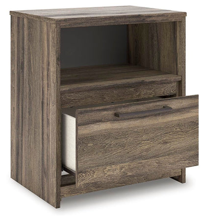 Elbrim Queen Panel Storage Bed, Dresser, Mirror and Nightstand