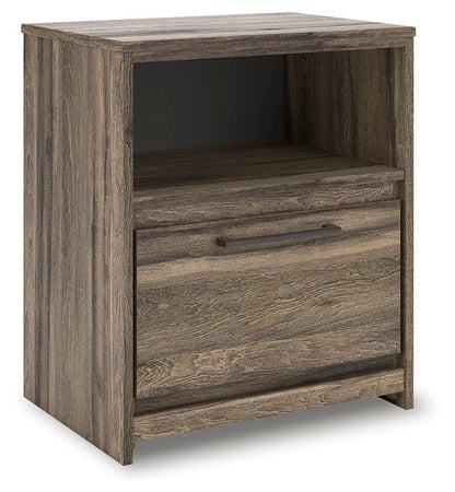 Elbrim Queen Panel Storage Bed, Dresser, Mirror and Nightstand
