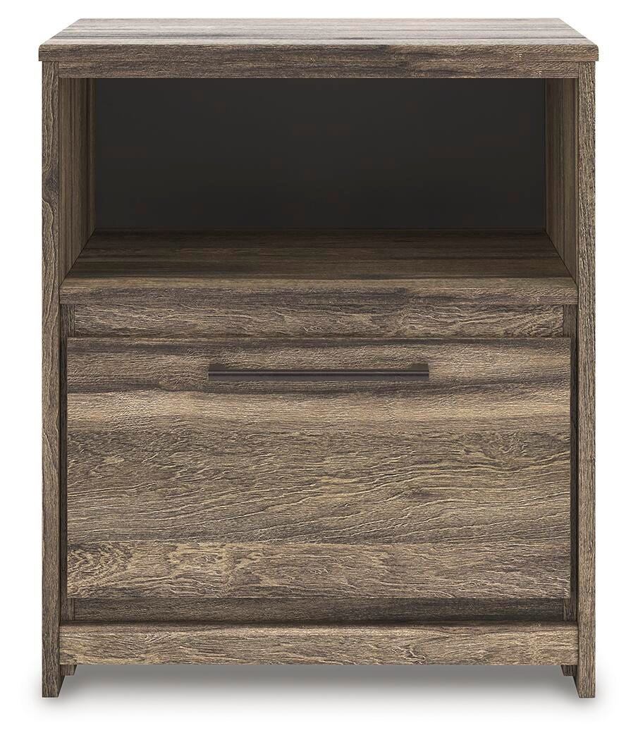 Elbrim Queen Panel Storage Bed, Dresser, Mirror and Nightstand