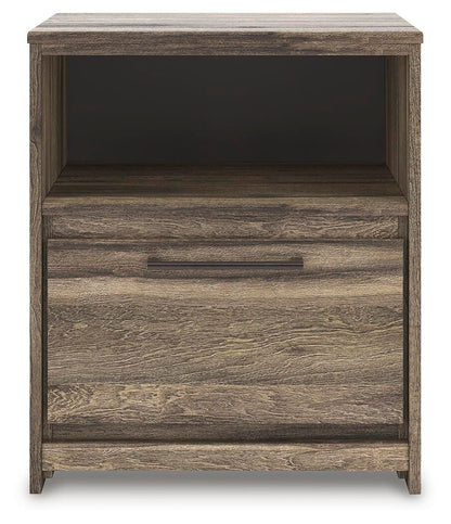 Elbrim Queen Panel Storage Bed, Dresser, Mirror and Nightstand