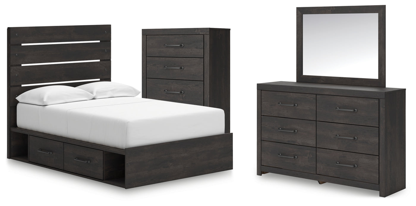 Hollivern Full Panel Storage Bed, Dresser, Mirror and Chest