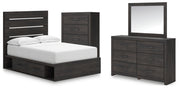 Hollivern Full Panel Storage Bed, Dresser, Mirror and Chest