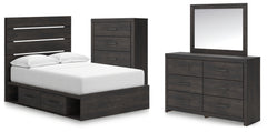 Hollivern Full Panel Storage Bed, Dresser, Mirror and Chest