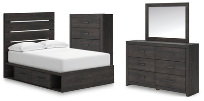 Hollivern Full Panel Storage Bed, Dresser, Mirror and Chest