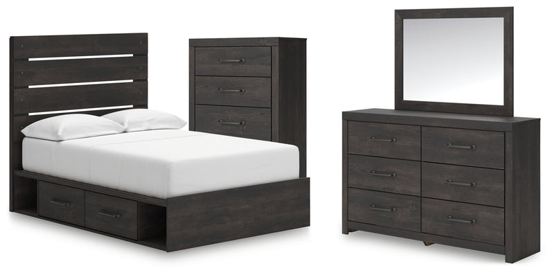 Hollivern Full Panel Storage Bed, Dresser, Mirror and Chest