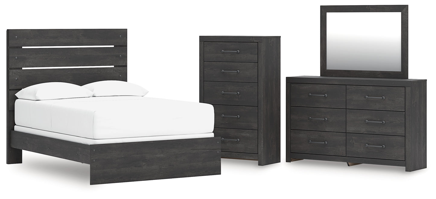 Hollivern Full Panel Bed, Dresser, Mirror and Chest