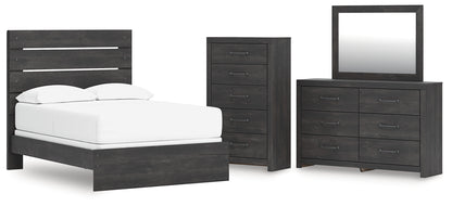 Hollivern Full Panel Bed, Dresser, Mirror and Chest