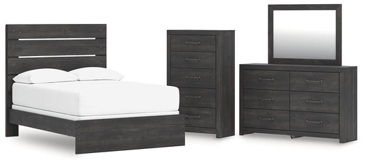 Hollivern Full Panel Bed, Dresser, Mirror and Chest