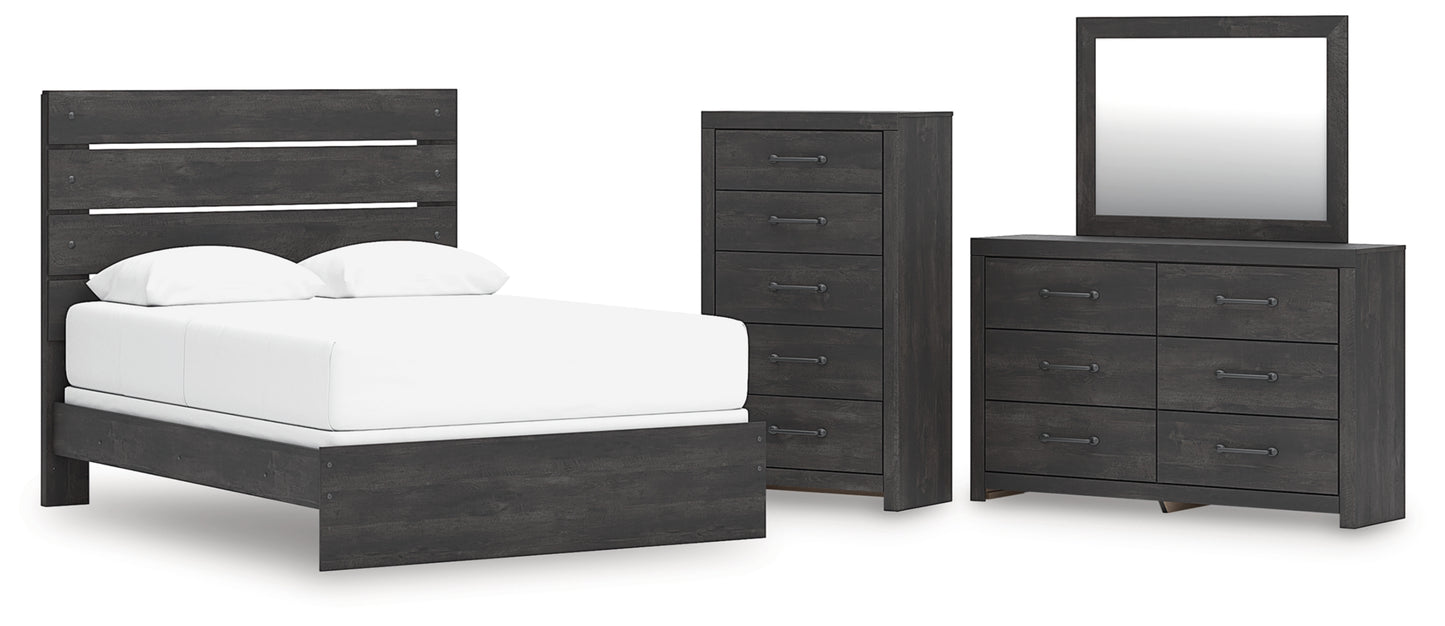 Hollivern Queen Panel Bed, Dresser, Mirror and Chest