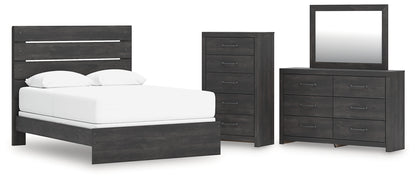Hollivern Queen Panel Bed, Dresser, Mirror and Chest