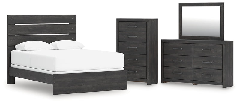 Hollivern Queen Panel Bed, Dresser, Mirror and Chest