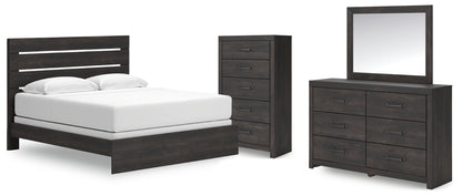 Hollivern King Panel Bed, Dresser, Mirror and Chest