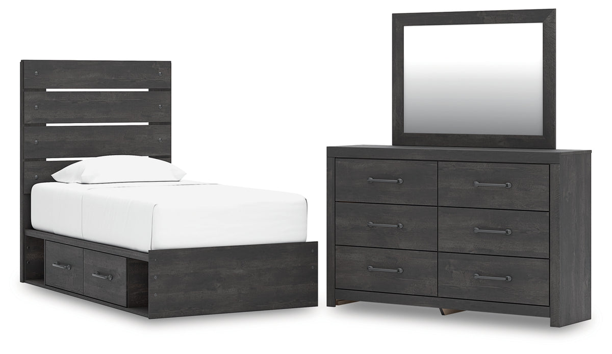 Hollivern Twin Panel Storage Bed, Dresser and Mirror