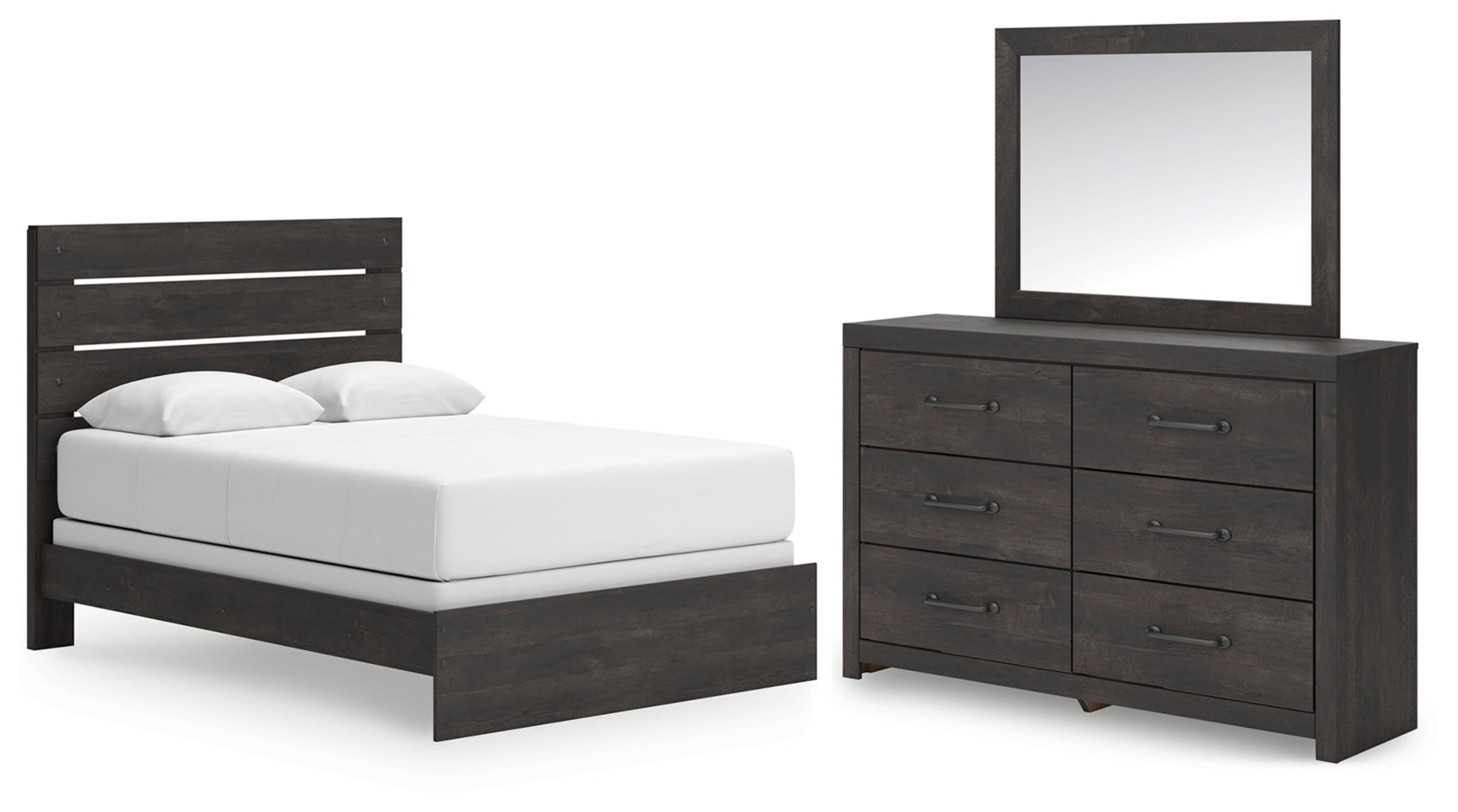 Hollivern Queen Panel Bed, Dresser and Mirror