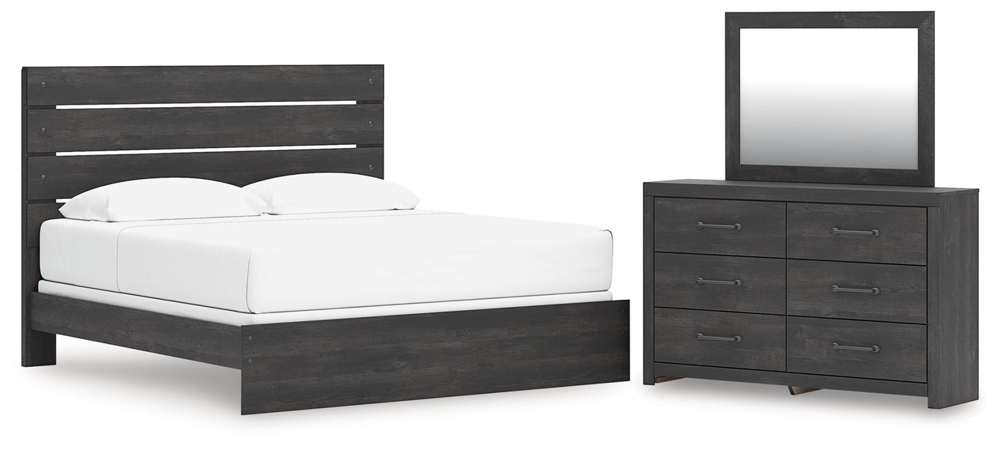 Hollivern King Panel Bed, Dresser and Mirror