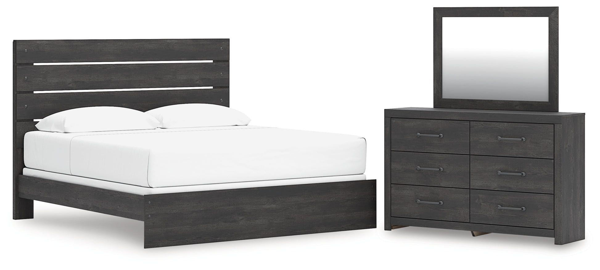 Hollivern King Panel Bed, Dresser and Mirror