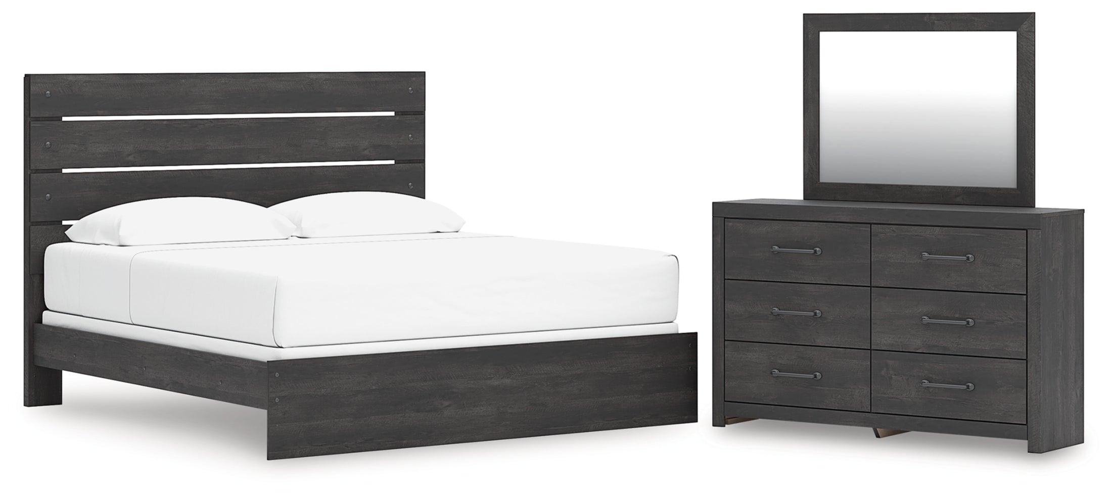 Hollivern King Panel Bed, Dresser and Mirror