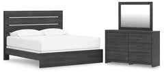 Hollivern King Panel Bed, Dresser and Mirror
