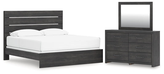 Hollivern King Panel Bed, Dresser and Mirror