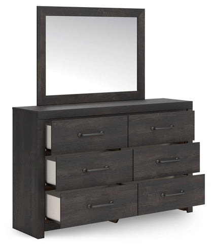 Hollivern Full Panel Bed with Storage, Dresser, Mirror, Chest and Nightstand