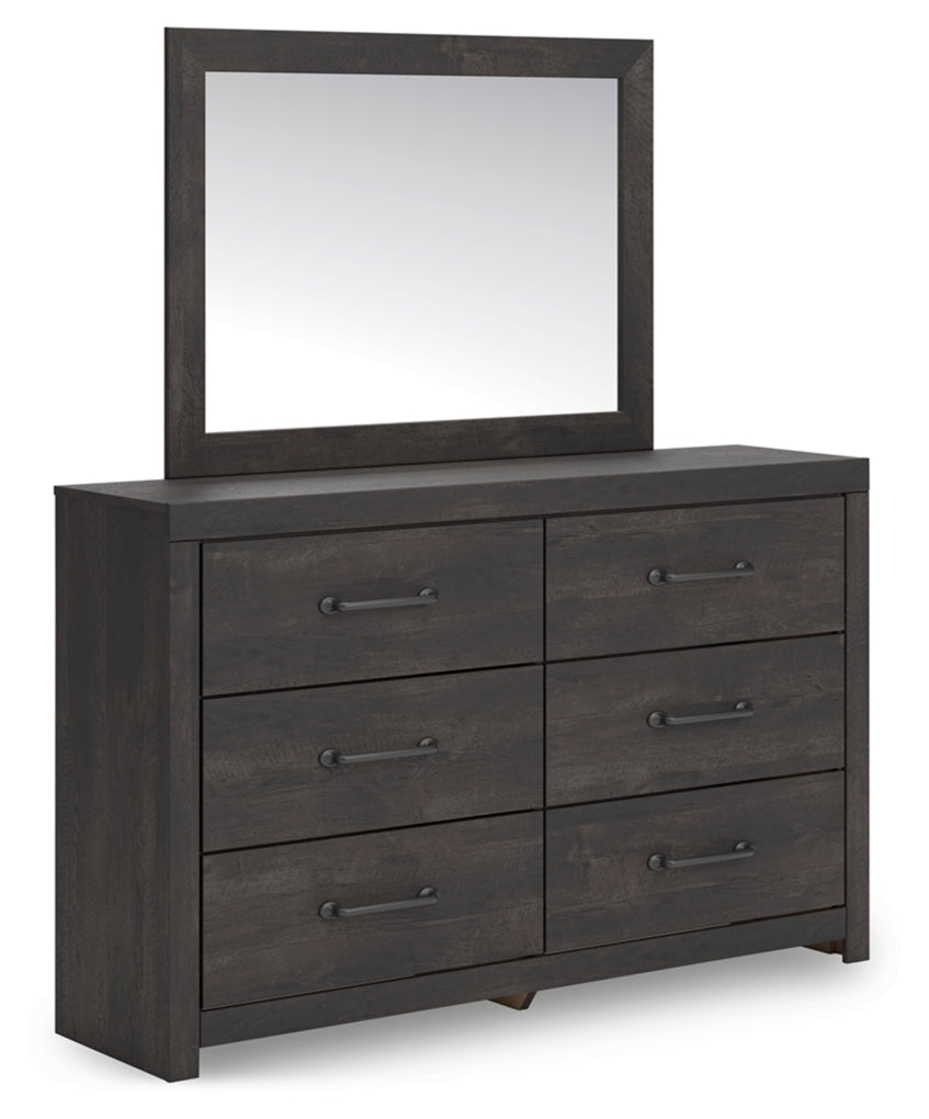 Hollivern Twin Panel Bed with Storage, Dresser, Mirror, Chest and Nightstand